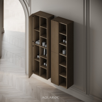 Wall Hung Fluted Bathroom Storage Unit 500mm Smoked Oak